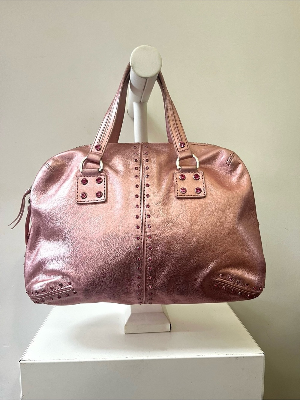 Y2k Michael Kors Pink Metallic Astor Leather Handbag